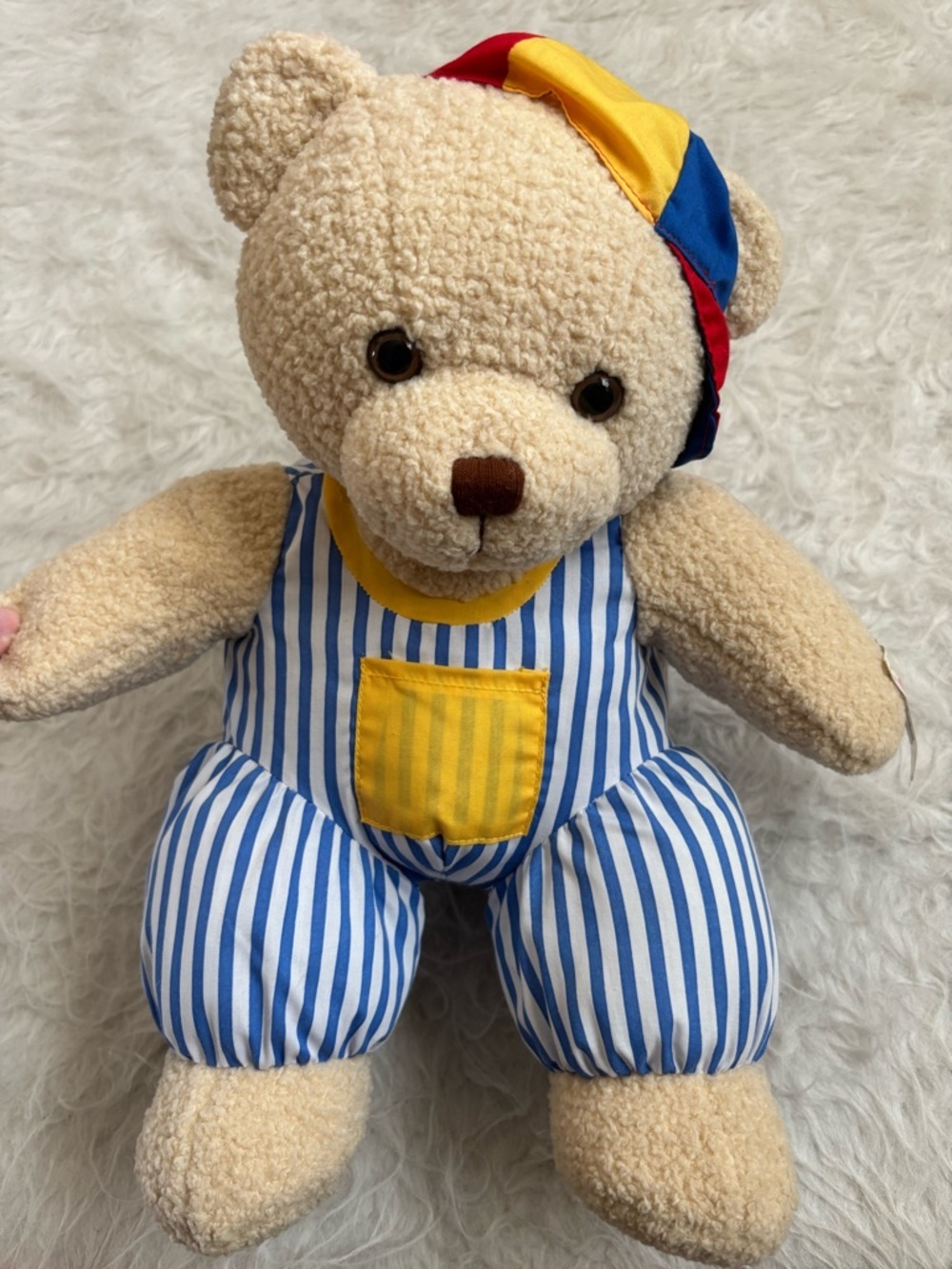 Dakin Vintage 1996 NWT Deadstock Cream Teddy Bear with Colorful Accents